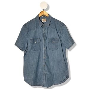 Lucky Brand women's fit short sleeve light wash denim westerncore shirt XL
